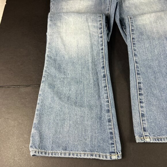 Express X2 Jeans Women's Measured 32x32 Slim Low Rise Flare Blue Denim Tag 6 L - Picture 6 of 16